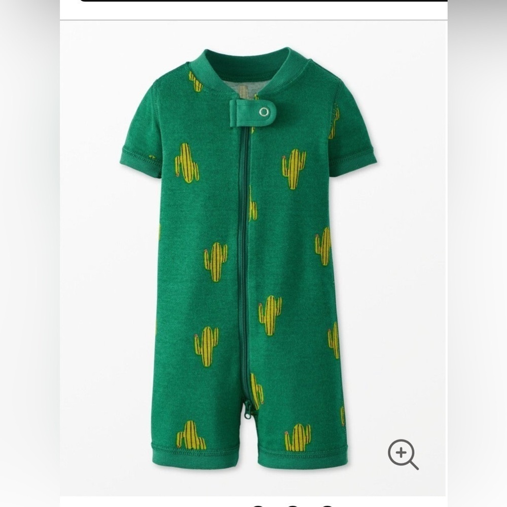 Hanna Andersson Green Cactus 2 way zip shortie sleeper